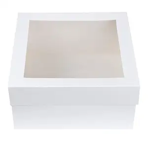 10inch sturdy white cake boxes with removable lid square white cake box for uk market cheap price