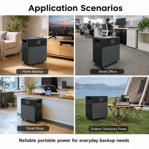 Système de stockage d'énergie domestique portable tout-en-un sur roues 300W 1200W 2500W avec batterie LiFePO4 et panneau solaire pliable pour la maison et l'extérieur - Product Image 5
