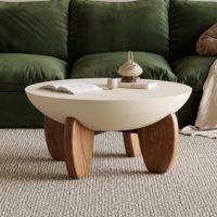 Table basse ronde Combohome de 30 pouces, plateau en mélamine moderne avec pieds en bois de frêne noyer, design minimaliste, meubles de salon