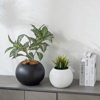 Pot de fleurs en plastique de haute qualité, moderne, en forme de boule, écologique, léger, durable, système d'auto-arrosage, utilisation intérieure/extérieure