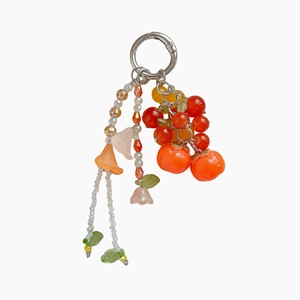 Cute Resin Fruit Keychain Zinc Alloy Bag Charm Fashion <b>Key</b> <b>Ring</b> Beaded Pendant Gift Accessory Wholesale - Product Image 5