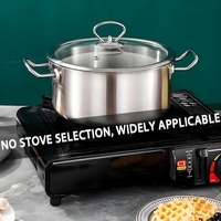 Ensemble de 3 casseroles classiques écologiques en acier inoxydable 304 avec couvercle en verre, sans revêtement, universel pour tous les types de cuisinières