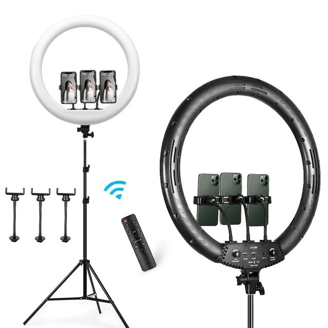 21\" Selfie Ring Light With Tripod Stand For Live Streaming Makeup & Tiktok Fill Light Phone Holder For Photographic Lighting