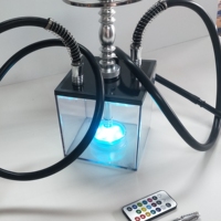 Narguilé électrique bon marché de qualité narguilé personnalisé vente en gros mise à niveau Cube shisha Cube acrylique carré coloré Shisha narguilé LED