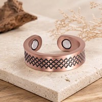 Bague ouverte ajustable en cuivre pur à 99,9 %, magnétique, pour hommes, vente en gros personnalisée