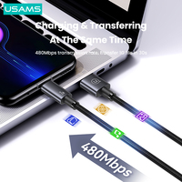 Kabel Data USB ke Type C 2A PD Fast Charging QC3.0 USAMS SJ668 Grosir, Bahan Aluminium Alloy untuk HUAWEI
