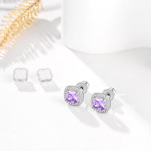 Boucles d'oreilles clous ovales de luxe Jachon en rubis et zircone cubique pour femme, bijoux en zircon et diamant - Product Image 6