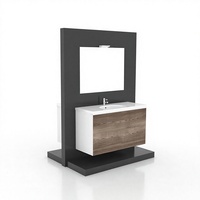 Présentoir YKS en métal en forme de L personnalisable pour salle de bain, support de sol pour articles sanitaires, pour miroir noir mat