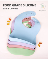 Bavoirs pour tout-petits imperméables sans BPA avec fermeture à pression réglable et poche de récupération, testés CPC |   Logo personnalisé OEM en gros