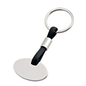 Portachiavi ovale in PVC nero - Product Image 1