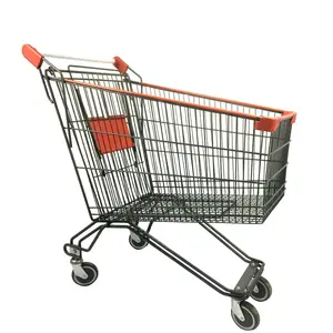 Wholesale steel supermarket cart grocery 4 wheel store Shopping trolley With Car Seat