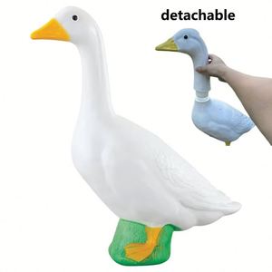 Grande figurine décorative d'oie blanche de 23 pouces en résine, réaliste, peinte à la main, aux couleurs vives, pour intérieur et extérieur, usage domestique et festif, détachable - Product Image 1