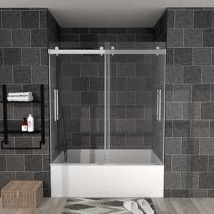 <span class=keywords><strong>Mampara</strong></span> de Ducha de Vidrio Templado de 8 mm, Panel Fijo sin Marco, <span class=keywords><strong>Mampara</strong></span> de Baño <span class=keywords><strong>con</strong></span> Herrajes Cromados para Baño de Hotel - Product Image 6