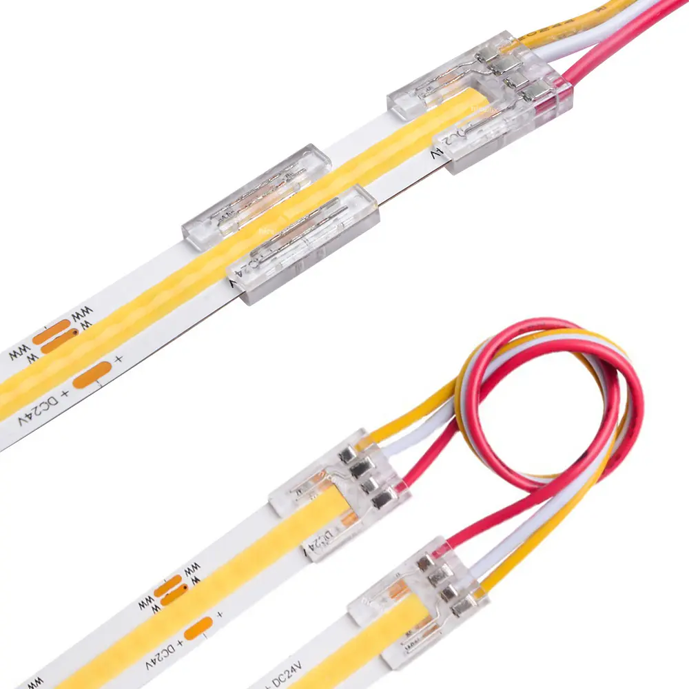 3p cob led strip connector fast connect cob strip extension solderless Daul Colours 8mm 10mm cct cob led light strip connector