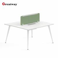 Bureau de travail commercial pour 2 personnes avec structure en acier et cloison en tissu, table de personnel partagée, mobilier de bureau moderne