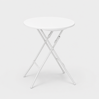 Table ronde pliable en plastique LuckyOCT 60*74cm, panneau en PE blanc, structure métallique robuste, table à manger pliable pour événements en plein air