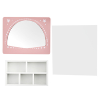PHOOHI Ensemble de maquillage en bois rose pour filles: chaise de coiffeuse pour tout-petits, kit cosmétique de jeu de simulation pour un plaisir éducatif