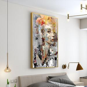 Tableau mural abstrait sur toile : <span class=keywords><strong>Portrait</strong></span> féminin, Art moderne, <span class=keywords><strong>Peinture</strong></span> de femme, Style graffiti coloré, Impression de figure pour décoration de salon - Product Image 4