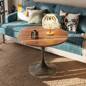 Mesa Esquinera de Madera de Teca Roja de Estilo Nórdico con Diseño Inspirado en Tulipanes, Duradera, para Sala de Estar, Balcón, Comedor y Café - Product Image 2