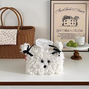 กล่องใส่กระดาษเช็ดปากรูปสุนัขสไตล์นอร์ดิก ผ้าพลัฌลายการ์ตูน สีพื้น พร้อมถุงผ้าร้อยเชือกสำหรับใส่กระดาษเช็ดปาก - Product Image 6