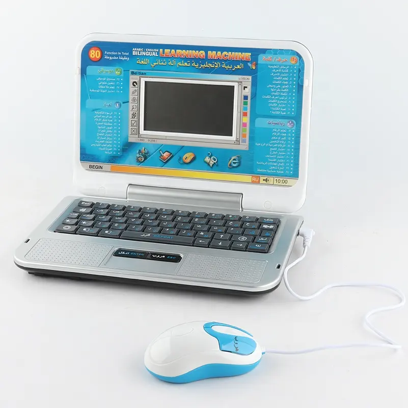 Bambini educativi precoci inglese arabo studio bilingue macchina per l'apprendimento schermo a Led Pad da tavolo giocattolo Computer portatile per bambini