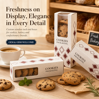 Boîte à extrémités pliées personnalisée pour biscuits, emballage imprimé avec fenêtre découpée, film PET, impression offset, finition mate, OEM ODM, directement de l'usine