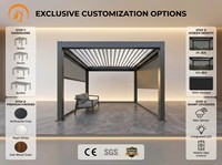 Pergola Bioclimatique Extérieure Portable Imperméable et Coupe-Vent en Aluminium avec Volets Latéraux Rétractables Manuels – Modèle Moderne Mirador