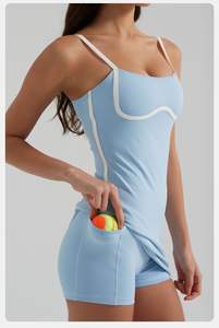 Sportkleider Aktivbekleidung Hochwertige Golfbekleidung Tennisbekleidung <span class=keywords><strong>2</strong></span>-in-1-Röcke Einteiliges Tenniskleid mit Shorts - Product Image 2