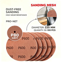 Disque abrasif P80 de 225 mm (9 pouces) rouge OEM, épaisseur 3,0 mm, pour peinture murale, bois, meubles et plâtre, ponçage moyen