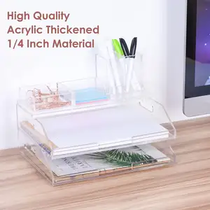 Custom Clear A4 Paper Tray Acrylic Stackable Letter Tray Desk Organizer