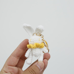 Rabbit Knit Keychain Handmade Small Animal Knit Dolls Keychain in Stock Finished Product Knitting Kawaii Keychains