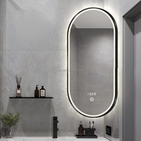 Miroir de salle de bain intelligent à LED avec éclairage LED, cadre en forme de piste de piste d'essai de sablage, grand fabricant en gros
