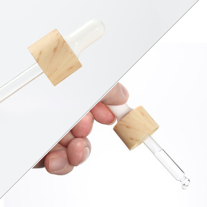 Luxury Custom Empty <b>Glass</b> Dropper <b>Bottle</b> 15ML 20ML 30ML <b>50ML</b> Round Shape with Wooden Lid for Face Serum Packaging - Product Image 3