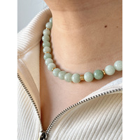 Pierres précieuses Aigue-Marine Améthyste Perles en acier inoxydable doré 18 carats Fermoir à bascule Collier ras du cou Bracelet Boucles d'oreilles Ensemble de bijoux