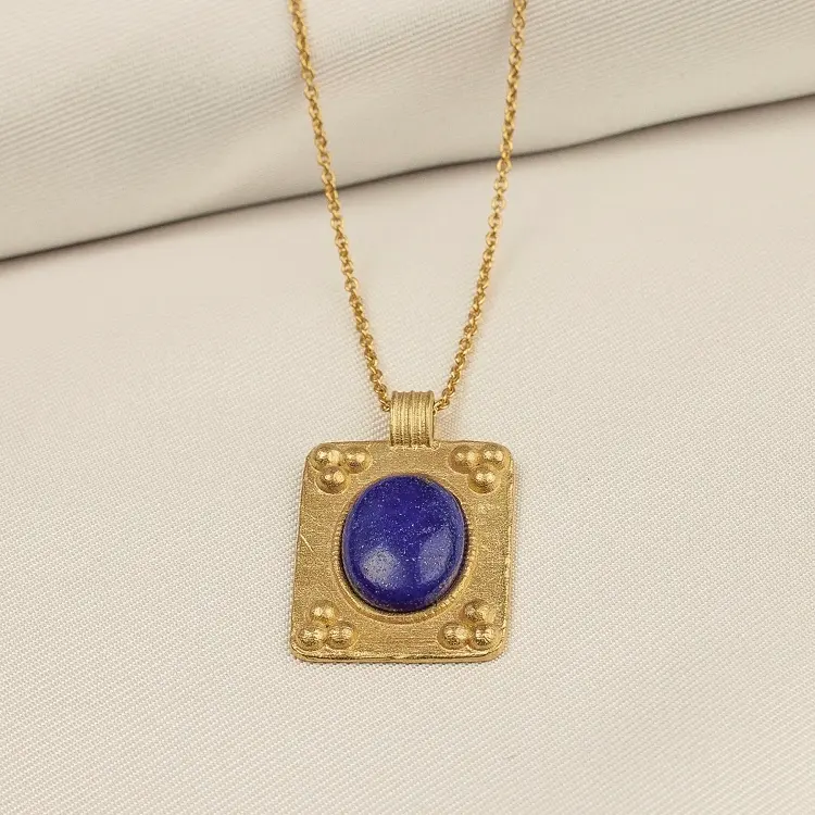 Necklace for women new arrival 925 sterling silver pendant natural lapis lazuli necklace