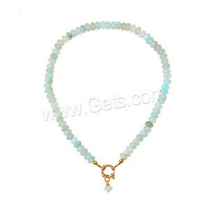 Collana in pietra <span class=keywords><strong>acquamarina</strong></span> gioielleria raffinata <span class=keywords><strong>con</strong></span> chiusura in acciaio al titanio placcato oro reale alla moda collane di perline - Product Image 1