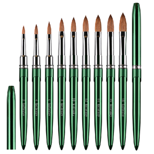 Pinceau à ongles en acrylique 100% pur Kolinsky, manche en métal doré, tête ronde plate, logo personnalisé - Product Image 1