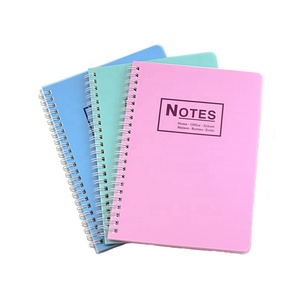 hard plastic material pvc sheet vinyl pp clear cover spiral coil a4 practice binding ring notebook school logo with yellow paper