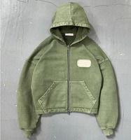 Ensemble de vêtements de sport avec logo personnalisé Sweat à capuche à fermeture éclair et pantalon de sport Ensemble de sweat à capuche unisexe Acid Wash Sweatpants Cropped Heavyweight