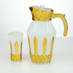Juego de Vasos de Vidrio Dorado con Blanco al por Mayor, Juego de Jarra y Vasos con Tapa - Product Image 6