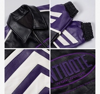 Blouson de moto en cuir brodé avec logo personnalisé Blouson en cuir de course automobile en faux cuir pour hommes