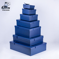 Boîte cadeau en carton rigide écologique bleue pour bougie avec nœud et ruban, plusieurs tailles, impression UV, recyclable