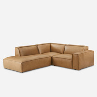 Canapé modulaire de luxe sur mesure en L, en cuir véritable, éponge haute densité, design de style européen, texture raffinée, passepoil contrastant pour