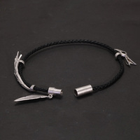 Bracelet en argent 925 vintage avec cordon ciré, fermoir magnétique, LOL XAYAH RAKAN, multi-couches, plume, feuille, bijoux de couple, DIY