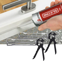 Kit de mastic silicone 100 % polyvalent avec pistolet applicateur transparent et racloir 3-en-1 pour le bricolage et l'usage industriel