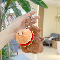 Peluche mignonne Capigbala Bear Doll, style couette, lavée, pendentif de sac, pour étudiant, doublure en coton PP et maille, 10 cm, avec porte-clés burger et frites