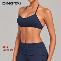 Soutien-gorge de sport Dingtai à bretelles croisées et dos découpé pour femme, avec coussinets amovibles, sans armatures, maintien léger, couleur unie, pour la danse