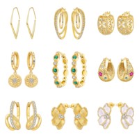 Boucles d'oreilles en argent S925 plaqué or et émail, Nouveauté 2026, Bijoux de luxe vintage minimalistes avec zircone cubique brillante, Cadeau romantique