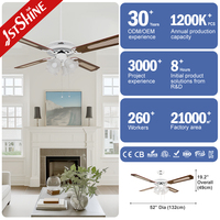 Ventilateur de plafond 1stshine 52 pouces à moteur AC, commande par chaîne classique, ventilateur de plafond fiable avec lumière pour projets de vente en gros