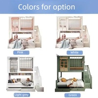 Lit superposé avec toboggan, lit superposé en bois pour enfants avec escalier, fenêtre et armoire pour garçons ou filles